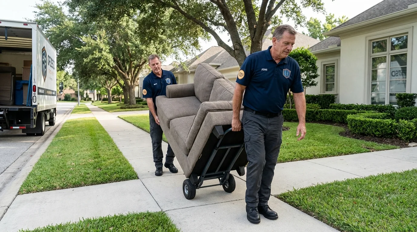 Local residential moving crew loading furniture in Eastland, TX